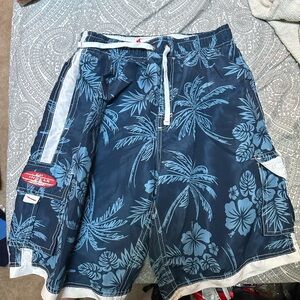 Ingear Men's Navy and Light Blue Tropical Board Shorts